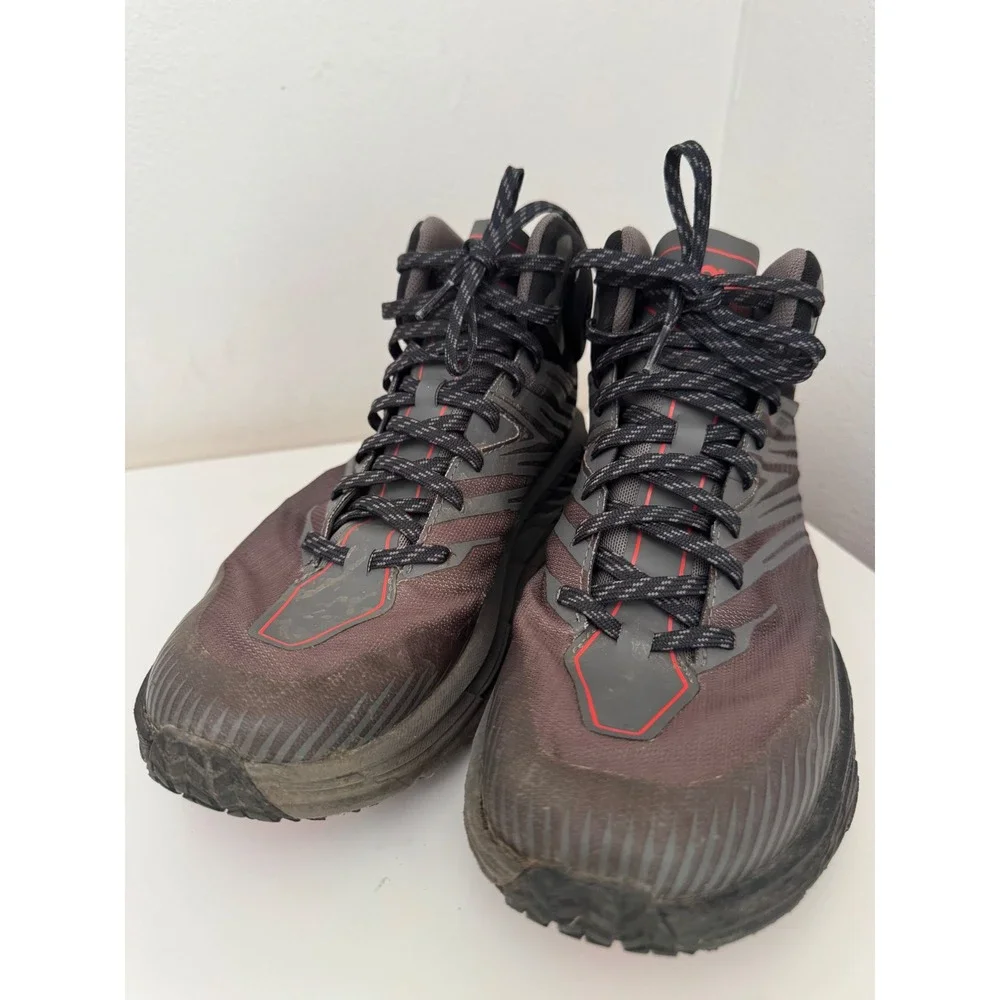 Hoka One One Speedgoat Mid 2 GTX Mens Hiking Boots Grey Black 1106532 ADGG 10